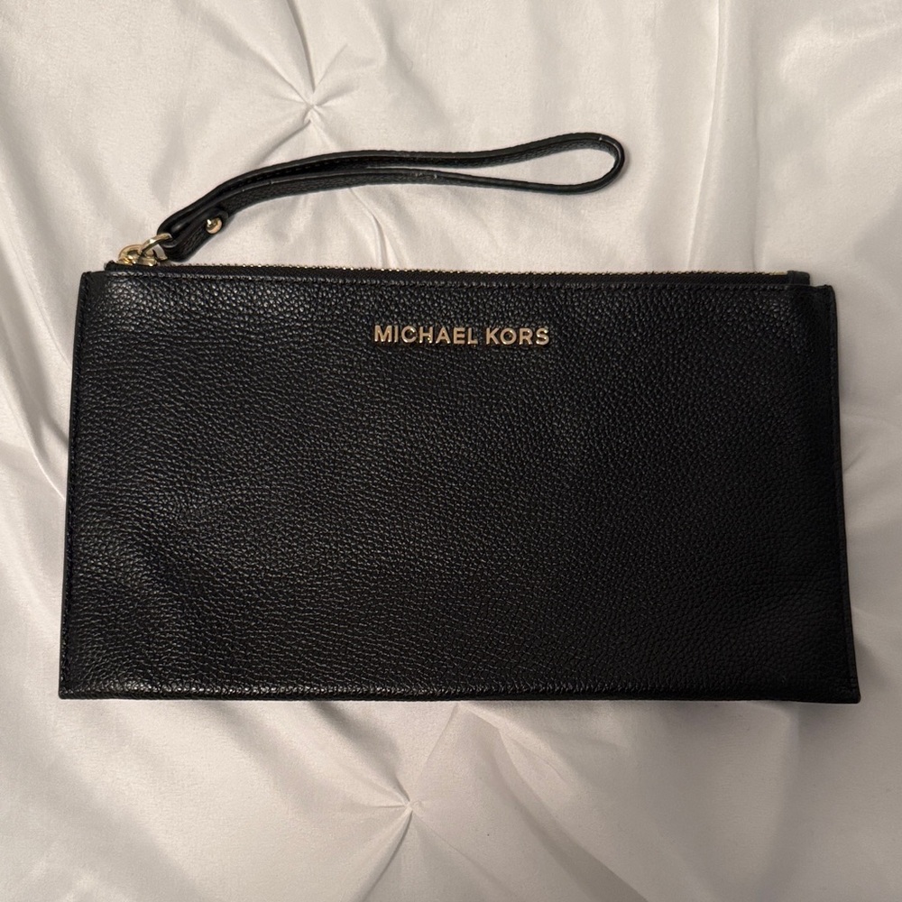 Michael Kors Black Pebbled Leather Wristlet